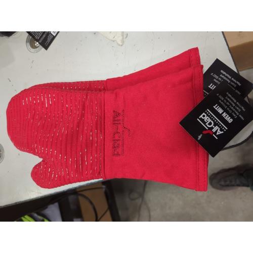 All-Clad Silicone Oven Mitts: Heat Resistant up to 500 Degrees - 100% Cotton & Silicone, 14x7 Oven Mitt for Kitchen and Barbeque, 2-Pack, Chili