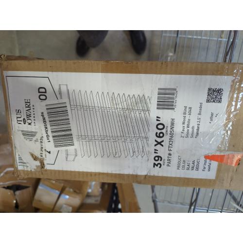 LOTUS & WINDOWARE Cordless Faux Wood Blinds, 39 Wide x 60 Long, Smooth, Snow White, 2 Inch Horizontal Blinds – for Living Room, Bedroom, Interior Door Windows