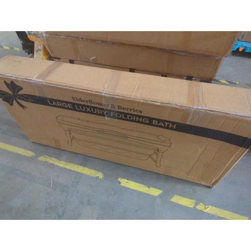 Elderflower and Berries 59 inch Foldable Bathtub, Large Collapsible Tub, Freestanding Surround Collapsible Bathtubs, Effortless Folding Bathtub with Massage Board, Thermometer ＆ Thermal Cover, Portable Bathtubs for Adults