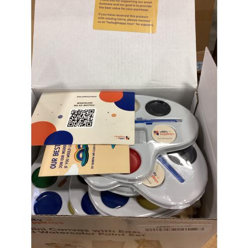 Mini Canvas and Easel Set with Watercolor Paint in Bulk Set of 12 - Kids Art Party Favors & Party Supplies - 4x4 Small Canvases for Painting with Easel - Water Colors Paint for Kids