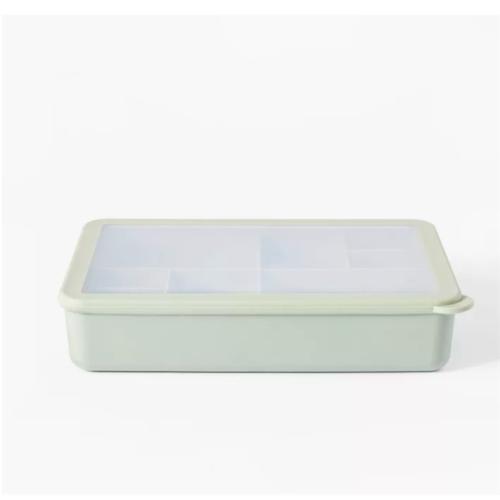 Pyrex® Simply Store® Tint 4pc & 13.5oz Double Walled Stainless Steel Vacuum Food Jar with Spoon Green & 8 Compartment Large Plastic Snack Bento Box Sage beige