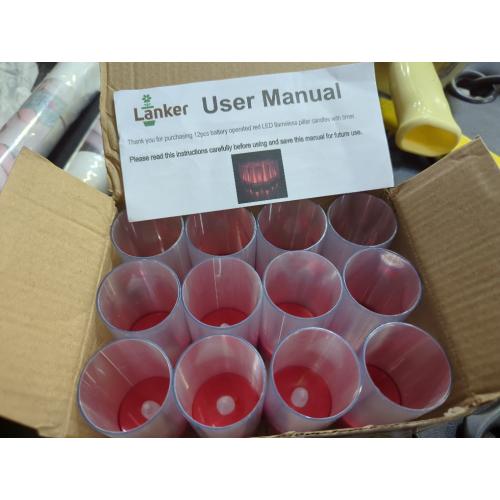 Color Red LANKER Flameless Candles with 6H Timer, Battery Operated LED Pillar Candles, D1.5 x H3 Inch, Romantic 7 Color Changing Light, Set of 12