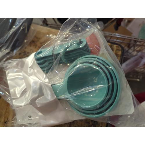 2 Pack....KitchenAid  Plastic Measuring Cups and Spoons Set Blue Aqua Sky