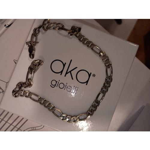 Aka Gioielli - Solid 925 Sterling Silver 7mm Diamond-Cut Figaro Link Chain - Bracelet for Men and Women - Made in Italy broken clasp