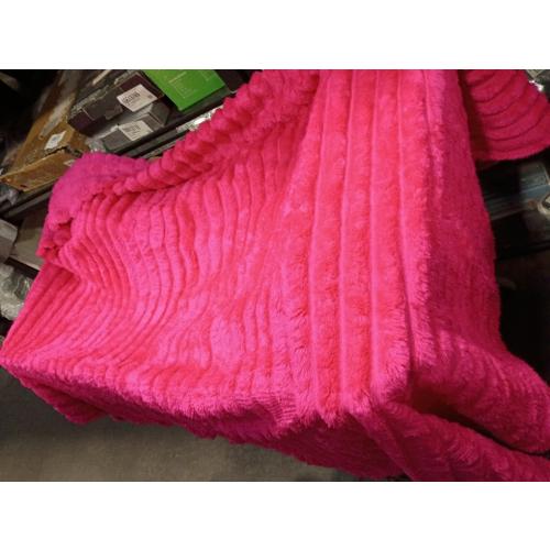 Pink Bed Decorative Blanket NEW Faux Fur Ruched Bubble Throw ...