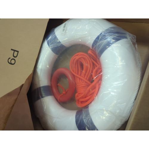Size  20Inch Life Preserver Ring and Water Floating Lifesaving Rope 98.4FT,Swim Foam Buoy,Swimming Pool Safety Throwing Ring with Perimeter Rope,Throwable Flotation Device