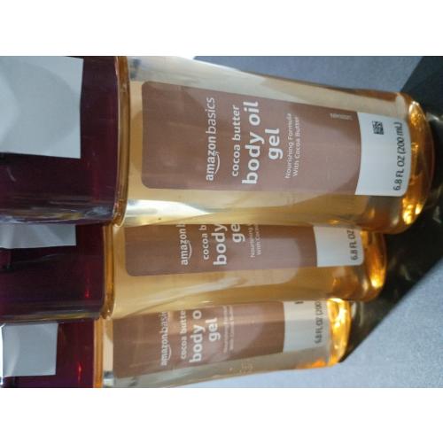 Amazon Basics Body Oil Gel with Cocoa Butter for Very Dry Skin, 6.8 Fl Oz, 4-Pack (Previously Solimo)