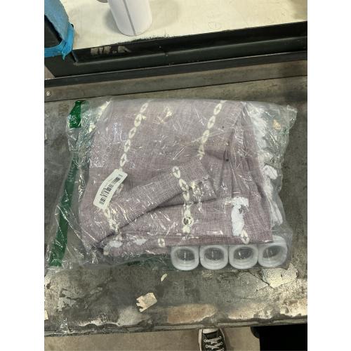 BTTN Boho Farmhouse Shower Curtain, Linen Rustic Weighted Striped Fabric with Tassel, Water Repellent, Modern Bohemian Vintage Country Cloth for Bathroom, Lavender, 72x72