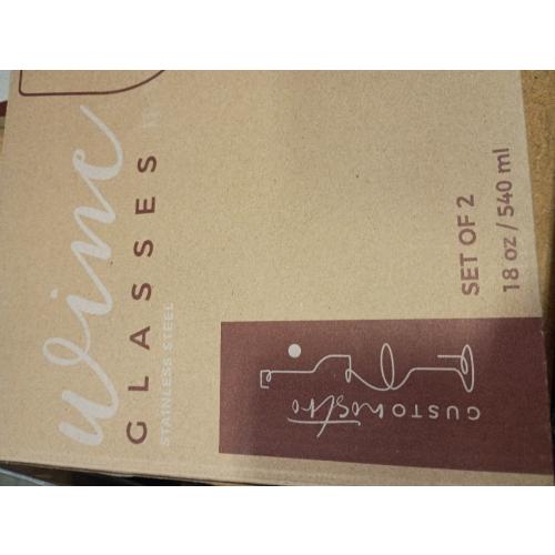 Gusto Nostro Stainless Steel Wine Glass - 18 oz - Unbreakable Black Wine Glasses for Travel, Camping and Pool - Fancy, Unique and Cool Portable Metal Wine Glass for Outdoor Events, Picnics (Set of 2)