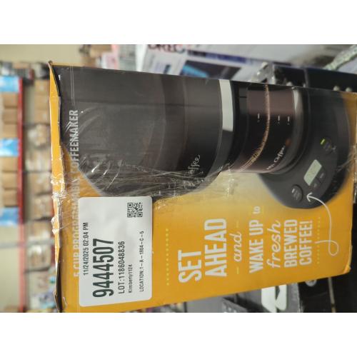 Mr. Coffee 5-Cup Programmable Coffee Maker Black: Drip Coffee Machine, Electric, Dishwasher-Safe, Paper Filter, 25 oz Capacity