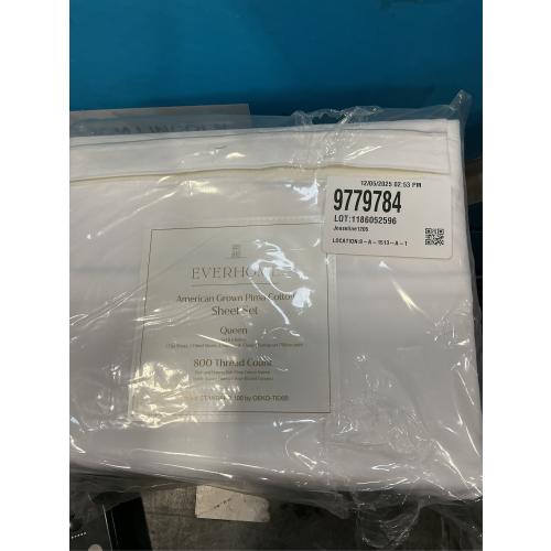 Everhome PimaCott Sateen Embroidered 800-Thread-Count Queen Sheet Set in Microchip