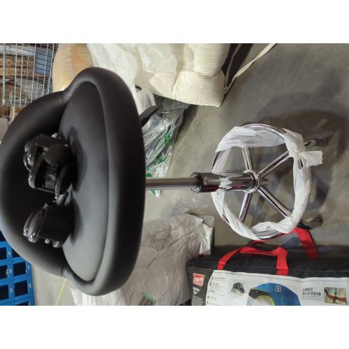 KKTONER PU Leather Round Rolling Stool with Foot Rest Height Adjustable Swivel Drafting Work SPA Task Chair with Wheels (Black)