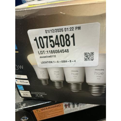 Philips - Geek Squad Certified Refurbished Hue White A19 Bluetooth Smart LED Bulb (4-Pack) - White