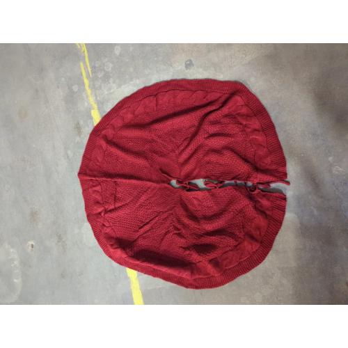 Sattiyrch Christmas Tree Skirt, 36 inches Luxury Cable Knit Knitted Thick Rustic Xmas Holiday Decoration, Burgundy (36in)