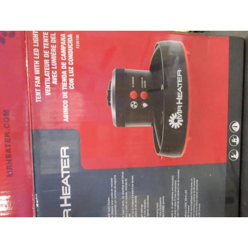 Black and Red Mr. Heater BaseCamp Black/Red Tent Fan with Light 8.75 in. W X 6.25 in. L 1 pk