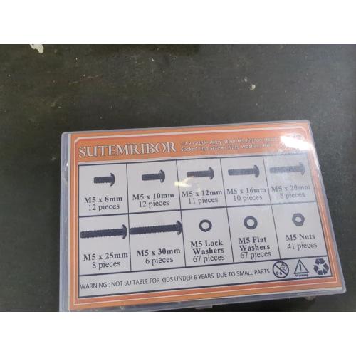 242 Pieces M5 Screws Nuts Washers Set Black, Sutemribor M5 x 8/10/12/16/20/25/30mm Button Head Socket Cap Screws Nuts Washers Assortment Kit, 10.9 Grade Alloy Steel, Fully Threaded