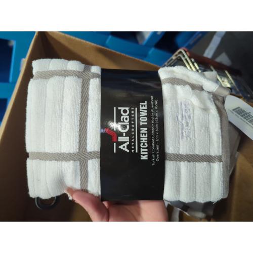 All-Clad Checked Kitchen Towel: Highly Absorbent, Super Soft Long Lasting - 100% Cotton, 17x30 Tea Towel for Cleaning & Drying Dishes, Pans, Glassware, or Countertops, (2-Pack), Titanium Gray