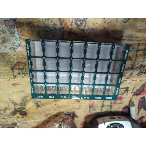 Pill Organizer Weekly (7-Day), Medicine Planner, Vitamin Case/Box, Medium Compartments with Easy Fill Tray, 4 Times a Day, Easy to Use Containers, Clear Lids, Green, BPA Free