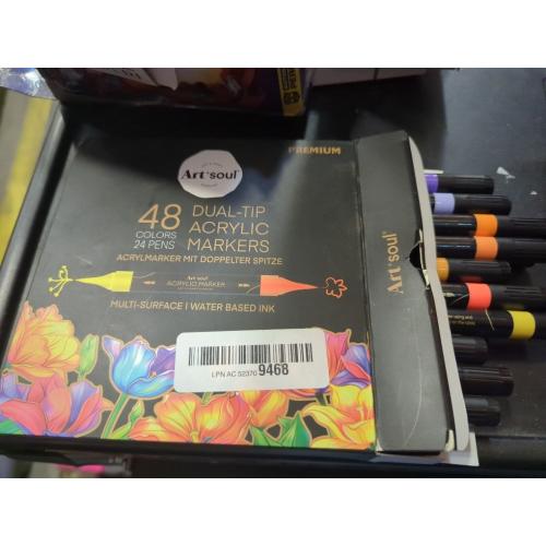 48 Colors Acrylic Paint Pens, 24 Pack Dual Tip Acrylic Paint Pens Markers for Rock Painting, Wood, Stone, Canvas, Ceramic, Glass Surfaces, DIY Crafting & Art Supplies