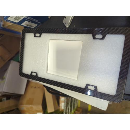 Real Carbon Fiber License Plate Frame, 100% Pure Carbon Fiber Frame, Black License Plate Holder Cover with Screw Caps, Anti-Vibration Pads, (Twill 2 Hole)