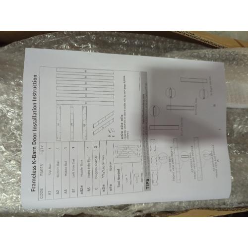 Gray Solid Wood Paneled Barn Door with Installation Hardware Kit