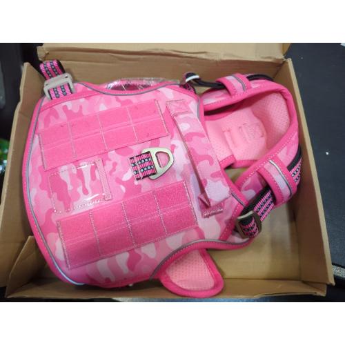 Pink Camo Size Large Heavy Duty Tactical Dog Harness for Large Dogs, No Pull Adjustable Pet Harness Reflective Service Training Easy Control Pet Vest Military K9 Working Dog Harnesses- Large, Pink Camo