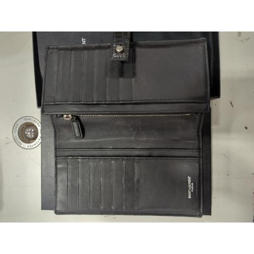 Calfskin Crocodile Embossed Sac De Jour Supple Continental Wallet Black