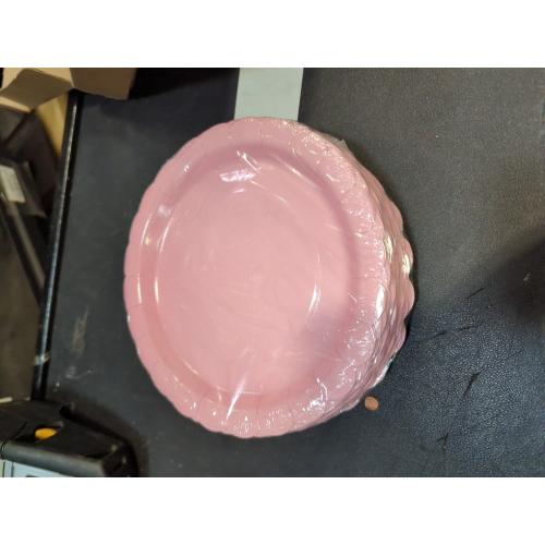 30 Pcs Pink Plates Small Disposable Scalloped Light Pink Paper Plates Pink Dessert Plate Cute Party Plate for Baby Shower, Wedding, Bridal Shower