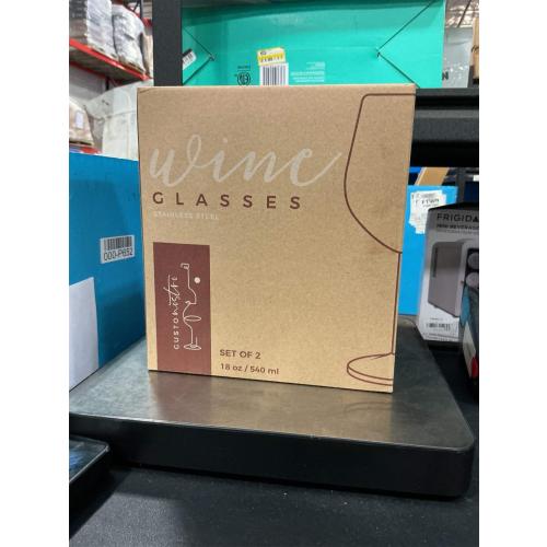 Gusto Nostro Stainless Steel Wine Glass - 18 oz - Unbreakable Black Wine Glasses for Travel, Camping and Pool - Fancy, Unique and Cool Portable Metal Wine Glass for Outdoor Events, Picnics (Set of 2)