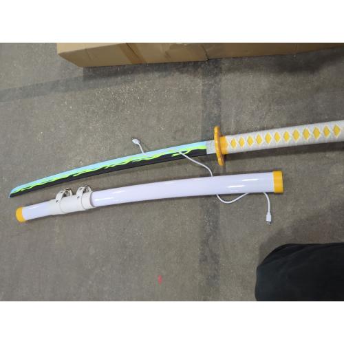 Zisu LED Glowing Anime Cosplay Sword Tanjiro Sword - 40 Inch Rechargeable Light Up Sword with Stand & Belt