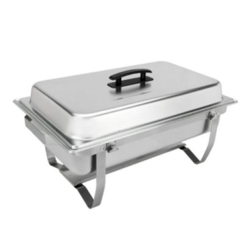 8 qt Stainless Steel Full Size Chafing Dish With Folding Stand MAY HAVE MISSING ACCESSORIES/NEEDS TO BE CLEANED