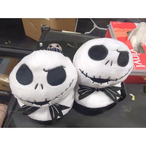 Size S 5/6 Color Black Disney Men's Nightmare Before Christmas Slippers - Jack Skellington Plush Slip-On House Shoe Slides