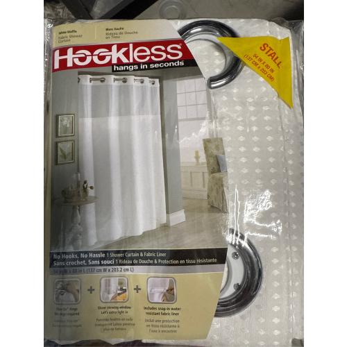 Waffle 54 in. W x 80 in. L Polyester Shower Curtain in White