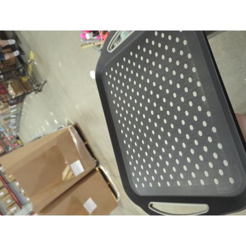 Large Nonslip Serving Tray with Handles, Silicone Grippy Dots Lap Food Trays for Eating, Dishwasher Safe Serve for Breakfast Dinner Snack Fruit Appetizers Beverage, Rectangular, Set of 2, Black