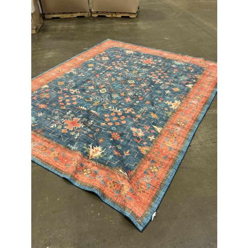 Large 3x5 Kitchen Rug Non Slip Machine Washable, Throw Rugs for Entryway Indoor, Floor Mat, Home Office Under Chair - Stain Resistant Non Skid Rubber Backing, Tribal Farmhouse Décor (3x5 Navy Blue)