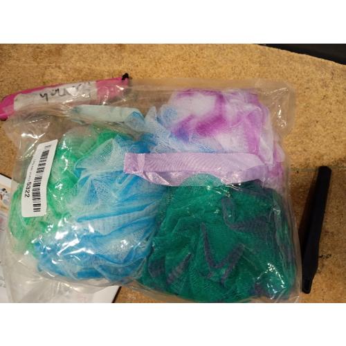 Fu Store Loofah Sponge Shower Loofahs 60g Bath Sponges Mesh Balls 4 Colors for Body Scrubber Exfoliator Wash Back Scrubbers Bathroom Men Women - 4 Pack Cleaning Bathing Accessories