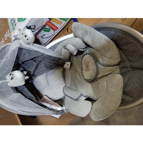 BabyBond Baby Swings for Infants, Bluetooth Infant Swing , 3 Seat Positions, 5 Point Harness Belt, 5 Speeds and Remote Control - Portable Baby Swing for Indoor and Outdoor (Silver)