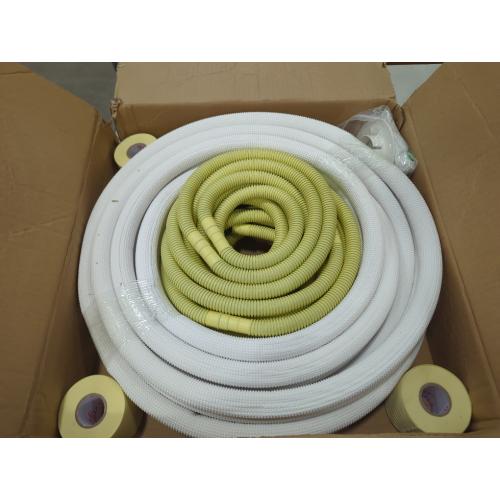 TAUROX 25FT Mini Split Line Set 1/4 & 3/8 O.D Copper Pipes Tubing and 3/8 White Thickened PE Insulation Coil, for Mini Split Air Conditioning or Heating Pump Equipment and HVAC with Flared Nuts.