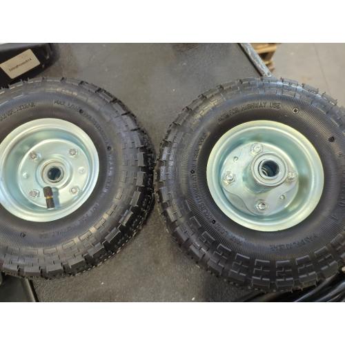 (2 Pack) RRQ 10 Inch Pneumatic Wheel 4.10/3.50-4 Tire, 10 Pneumatic Wheels with 5/8 Bearings,2.2 Offset Hub for Garden Cart, Hand Truck, Lawn Cart, Mower