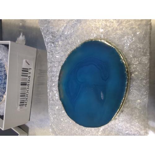 Blue 4 Pack eSplanade Natural Agate Coasters Bar Beer Coffee Tea Coaster - Set of 4 Coasters - Perfect Table Accessories Tableware (Blue)