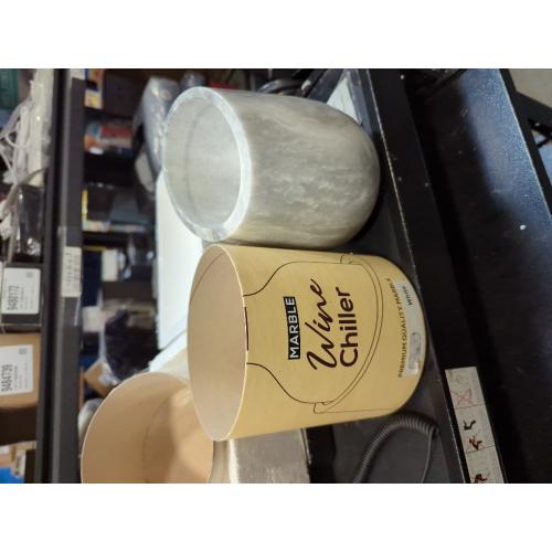 Gusto Nostro Marble Wine Chiller Bucket - 750ml Wine Bottle Cooler and Champagne Chiller for Party, Kitchen, Bar Cart Decor to Chill & Keep Bottles Cold with Unique Wine Lovers Gift Box (White)