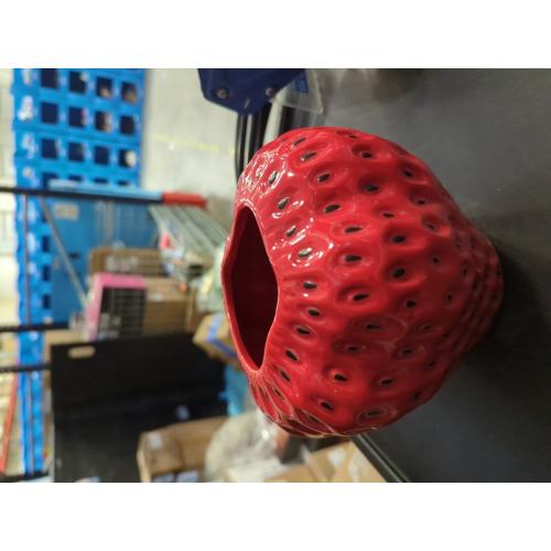 Strawberry Ceramic Flower Vase, Decorative Cute Ornament Vase for Aesthetic Decor Flower Arrangement, Unique for Colorful Modern Vintage Home Kitchen Office Decor Centerpiece, Red 7inch