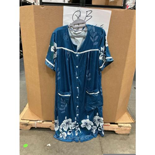 XL Ekouaer Nightgowns for Women House Dress with Pockets Button Down Sleepshirt Short Sleeve Nightshirt Housecoat