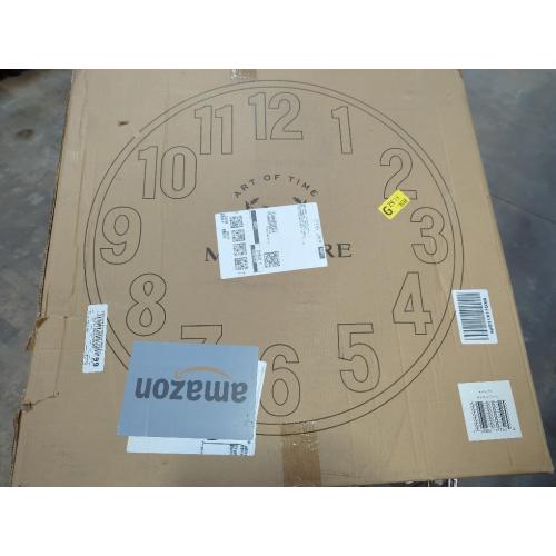 Montoire 24 Inch Wooden Farmhouse Wall Clock Large, Extra Large for Living Room Decor - Big Oversized Rustic Round Decorative Clocks for Walls, Battery Operated