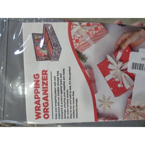 HOLDN’ STORAGE Premium Wrapping Paper Storage Container - Durable 600D Tear-Proof, Fits 27 Rolls Gift Wrap, Extra Pockets for Ribbons & Bows, Underbed Storage - Ideal for Holiday Christmas, Grey/White Snowflakes