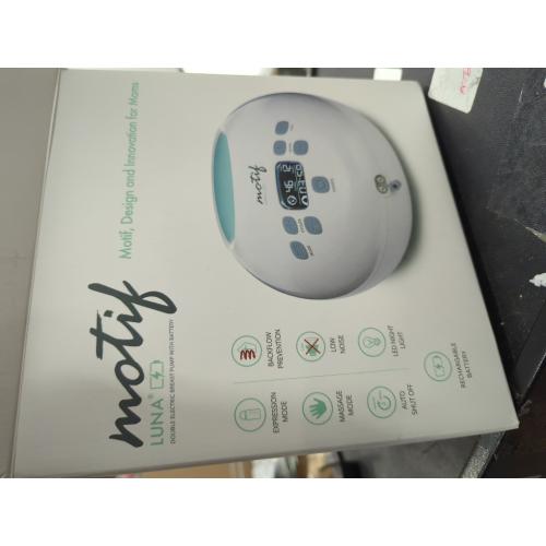 White Motif Medical Luna Double Electric Pump for Breastfeeding - Portable Pump Breastfeeding w/Battery - Hospital Grade Pump w/LED Light - Hands-Free Breast Pump, Quiet Motor Baby Breast Pump