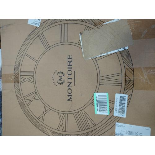 Montoire 24 Inch Wooden Farmhouse Wall Clock, Extra Large for Living Room Decor - Big Rustic Wood Large Round Wall Clock 24 Inches or Larger, Battery Operated with Decorative Roman Numerals