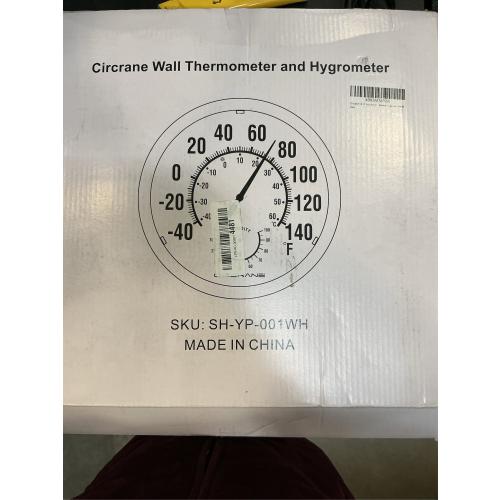Circrane 13.25 Inch Round Thermometer with Hygrometer, Large Indoor Wall Patio Bimetal Weather Thermometer, No Battery Required, White