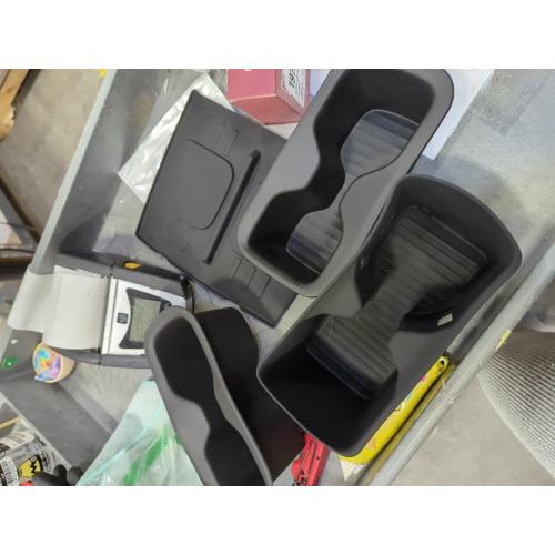 1st & 2nd Row Cup Holder Insert & Wireless Charging Protective Mat for Hyundai Santa Fe 2026 2025 2024, Center Console Interior Accessories Cup Holder & Wireless Charger Cover Pad, Black