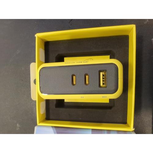 Yellow AOHI Magcube 140W USB C Charger PD3.1 3-Port GaN  Laptop Wall Charger 100W Fast Charging Power Adapter Foldable Plug for MacBook Pro 16'', Dell XPS, iPad Pro, Galaxy, iPhone 15 Pro, Chromebook, Yellow